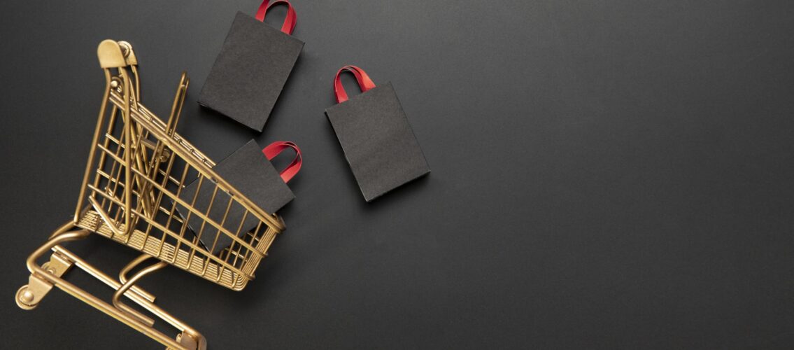 shopping-bags-in-golden-shopping-cart